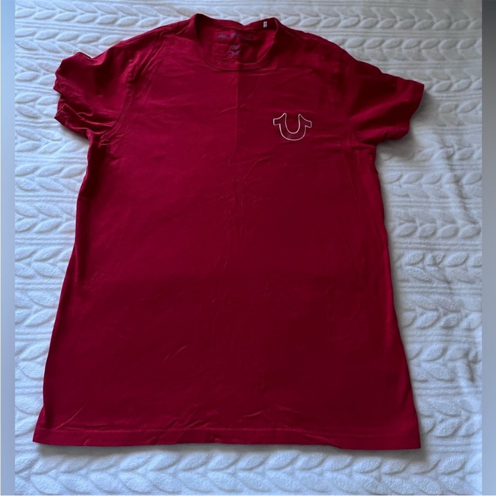 True Religion Men’s Red Short Sleeve Tee Classic Crew Neck